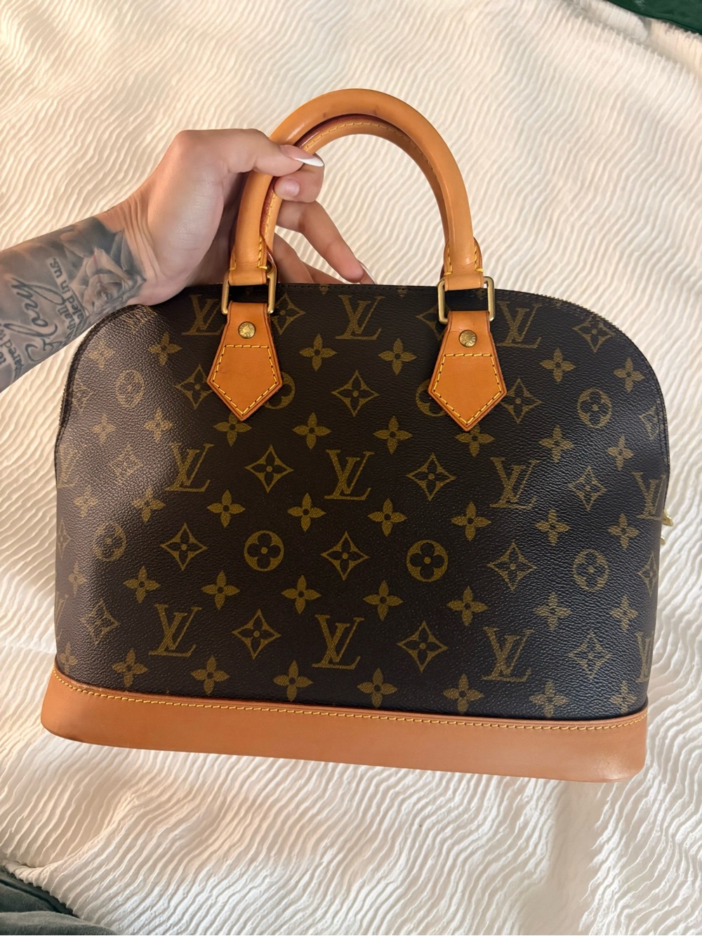 Louis Vuitton Brown and Tan Monogram Alma Satchel
